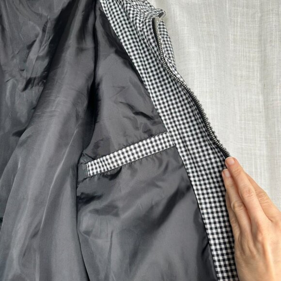 Topman Checkered Bomber Jacket Mens Size L Pockets Gingham Preppy Streetwear - Picture 6 of 10